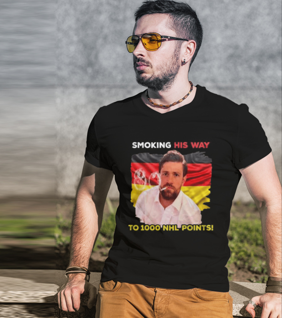 Smoking His Way To 1000 NHL Points Leon Draisaitl Edmonton Oilers T-Shirt
