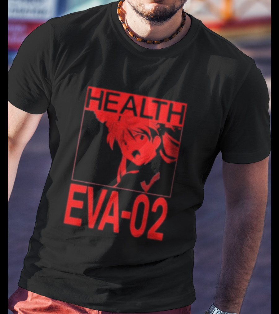 Health Eva 02 Anime Character Red Sketch T-Shirt