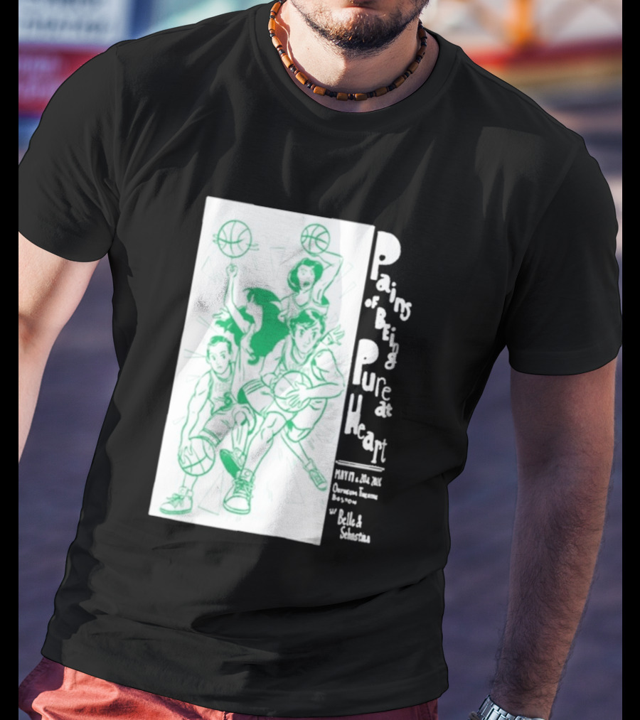 Pains Of Being Pure At Heart Boston May 19 Paradise Touring Company With Helki Silkscreen Basketball T-Shirt