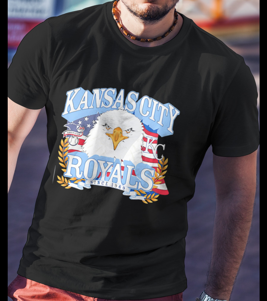 Kansas City Royals Eagle With American Flag Patriotic KC T-Shirt