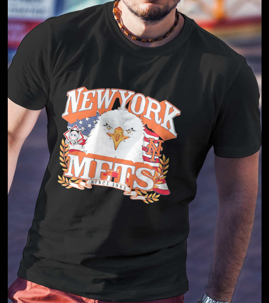New York Mets Americana Eagle Celebrating National League And Stars Stripes T-Shirt