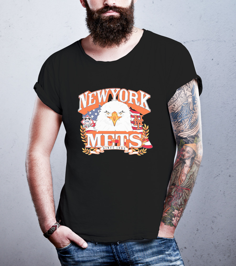 New York Mets Americana Eagle Celebrating National League And Stars Stripes T-Shirt