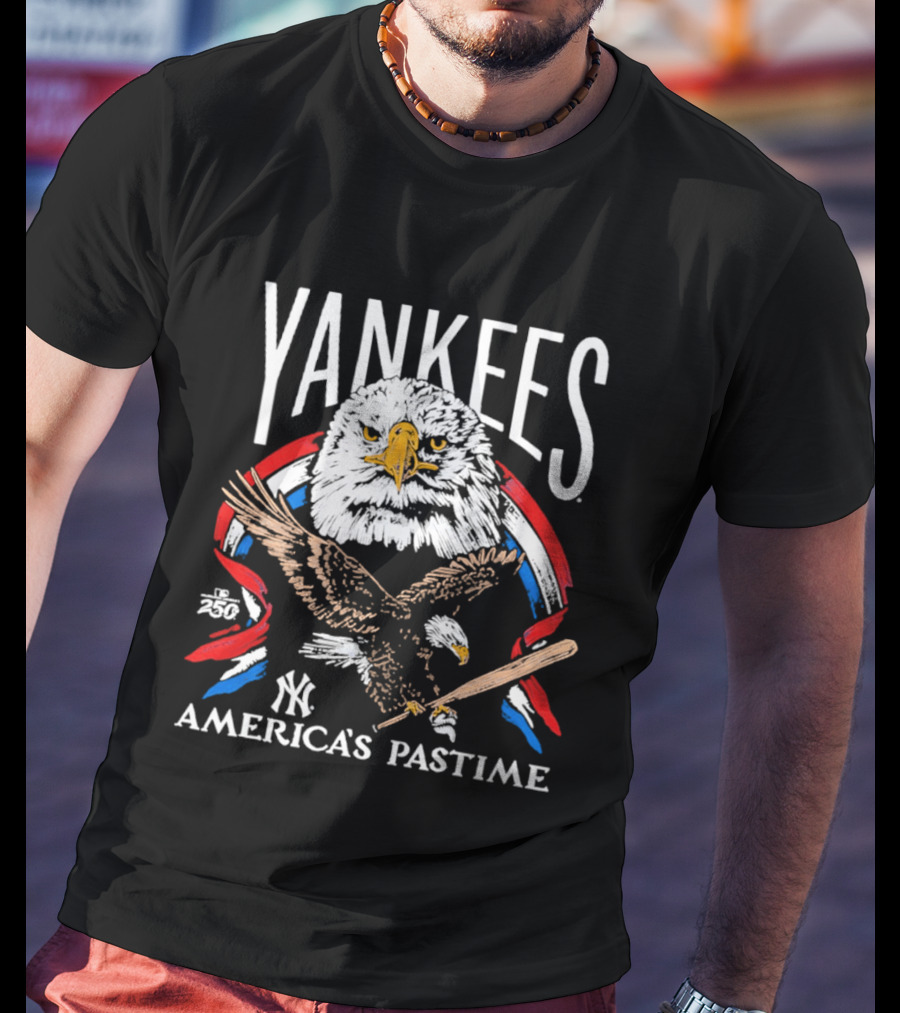 Yankees America's Pastime Eagle Baseball Bat Tri Blend T-Shirt