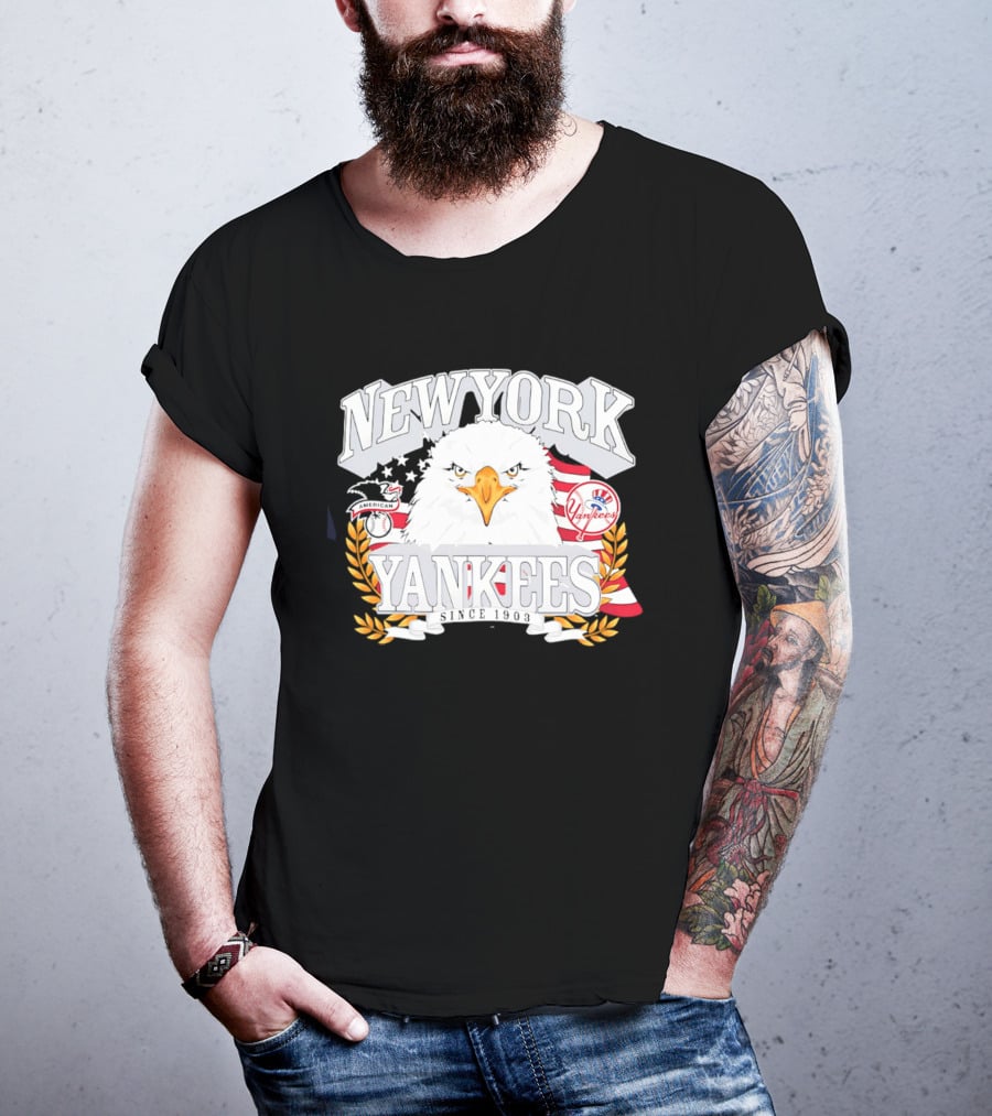 New York Yankees Americana Eagle Celebrating USA Flag With Baseball T-Shirt