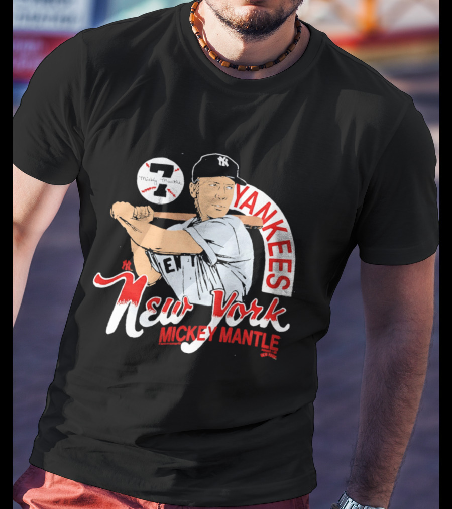New York Yankees 7 Mickey Mantle Player T-Shirt