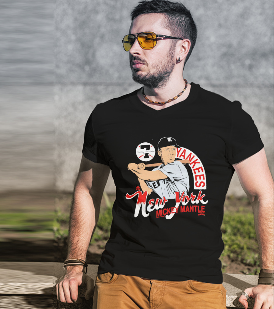 New York Yankees 7 Mickey Mantle Player T-Shirt