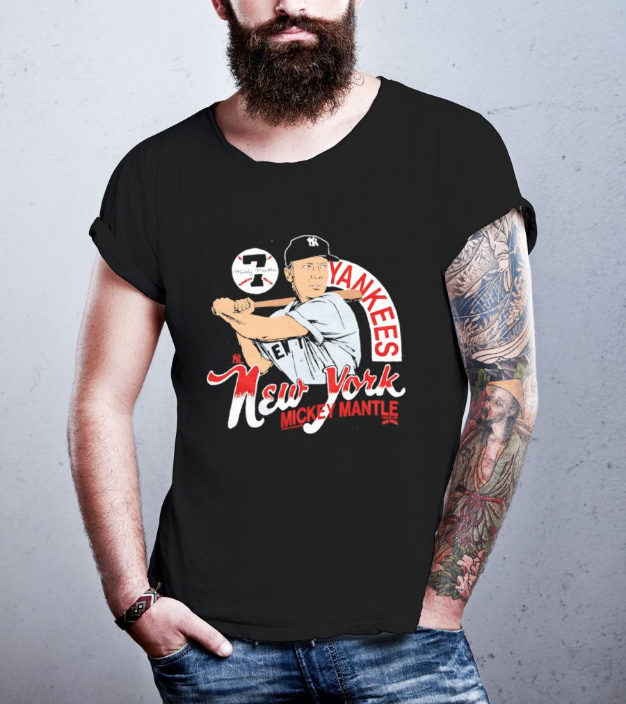 New York Yankees 7 Mickey Mantle Player T-Shirt