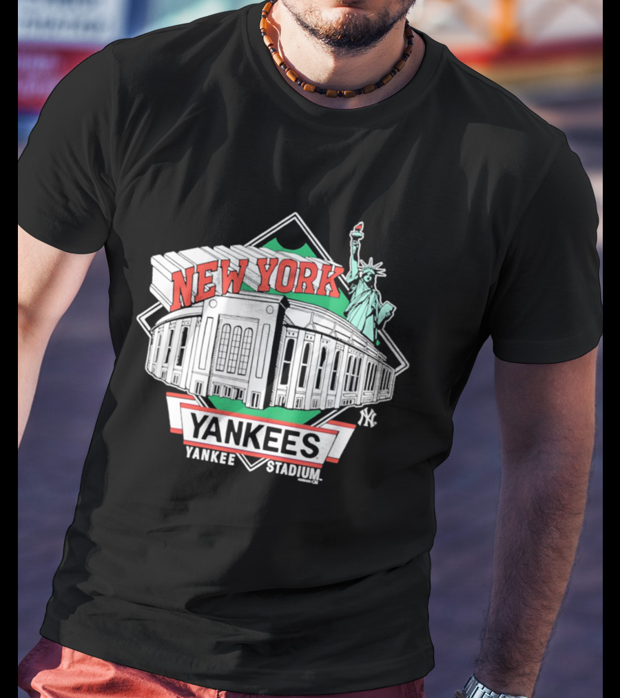 New York Yankees Yankee Stadium Facade Statue Of Liberty T-Shirt