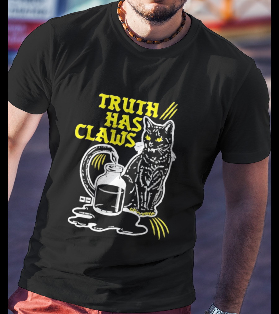 Truth Has Claws Cat Spilled Milk T-Shirt