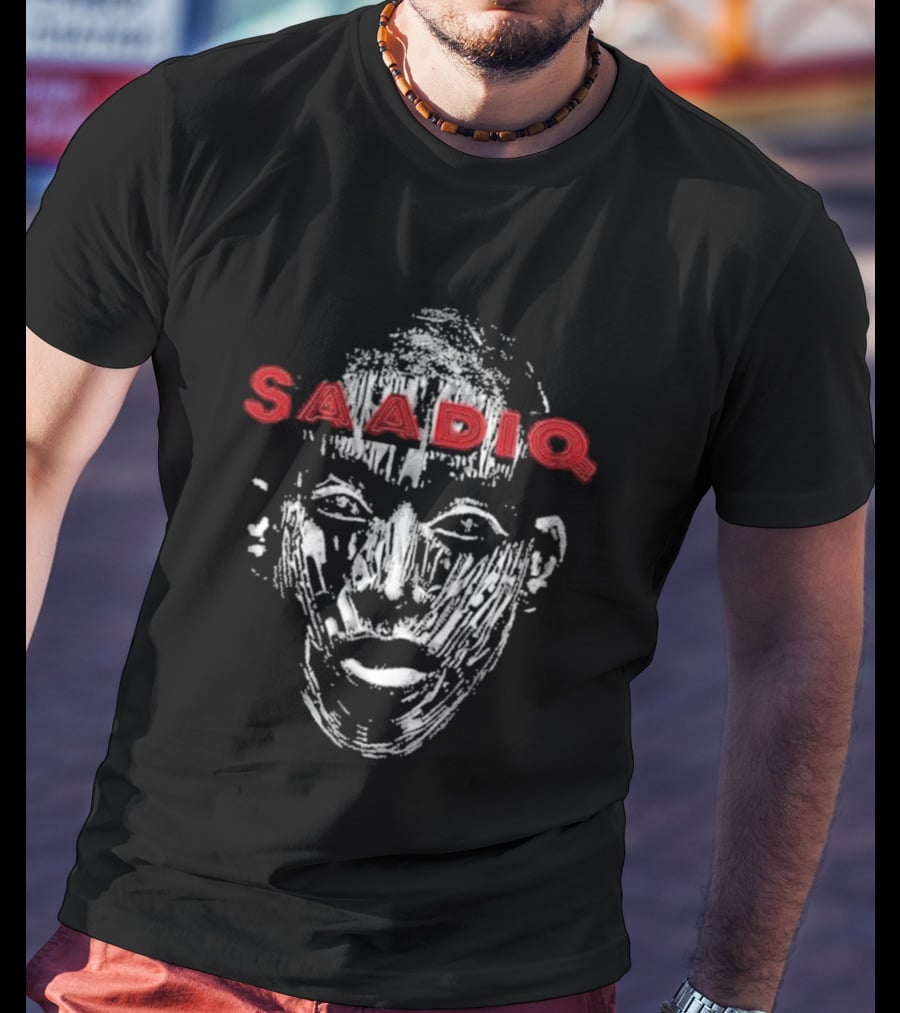 Raphael Saadiq Saadiq Textured Artistic Face Red T-Shirt