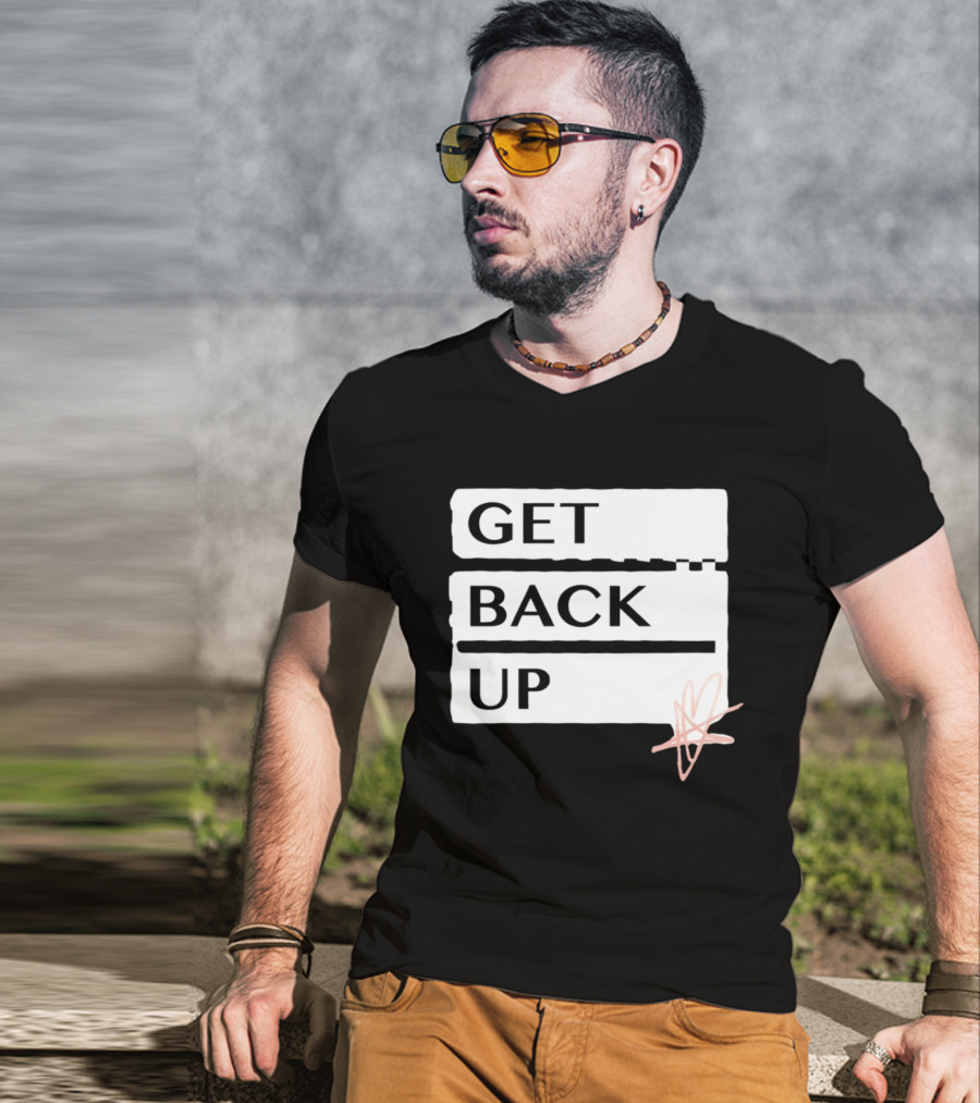 Get Back Up Bold Text Heart Star T-Shirt