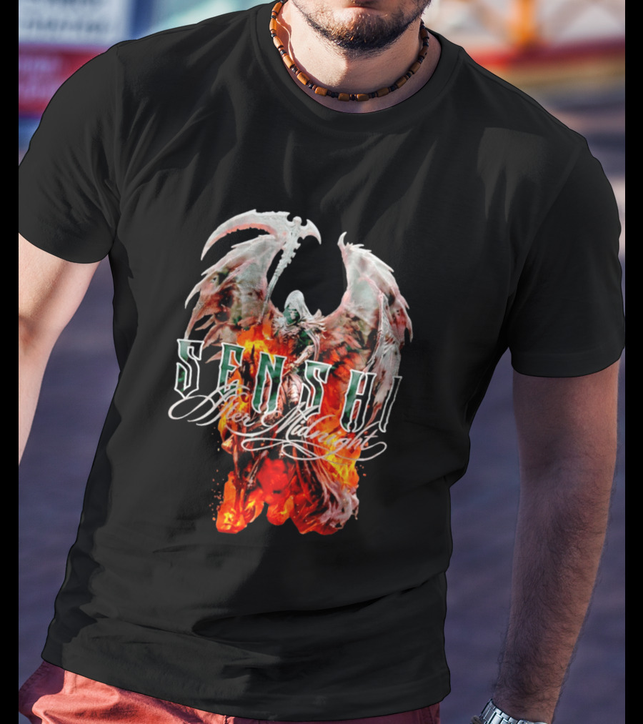 Senshi After Midnight Flaming Grim Reaper Wings T-Shirt