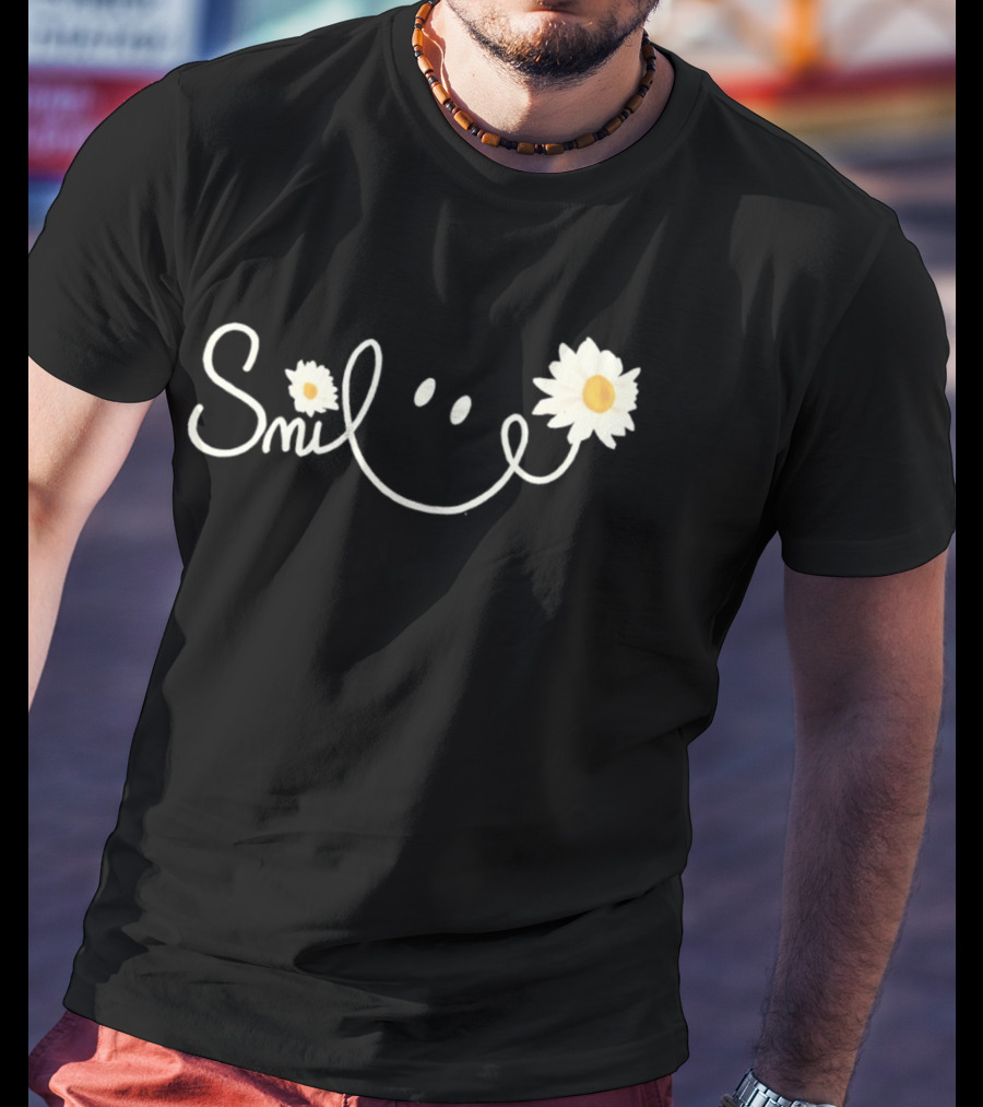 Smile Daisy Flower Icon With Happy Face T-Shirt