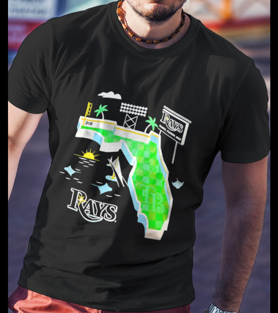 Tampa Bay Rays Florida Map TB Stadium Palms And Sunshine T-Shirt