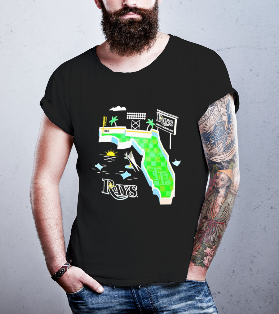 Tampa Bay Rays Florida Map TB Stadium Palms And Sunshine T-Shirt