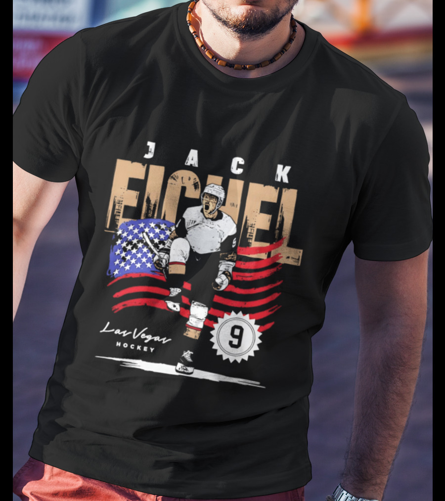 Jack Eichel 9 USA Flag Las Vegas Hockey 2026 T-Shirt