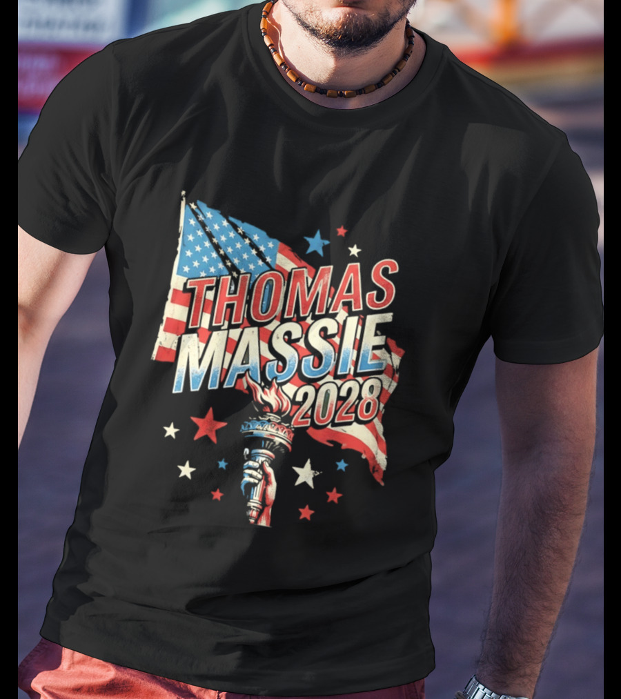 Thomas Massie 2028 American Flag Liberty Torch Stars T-Shirt