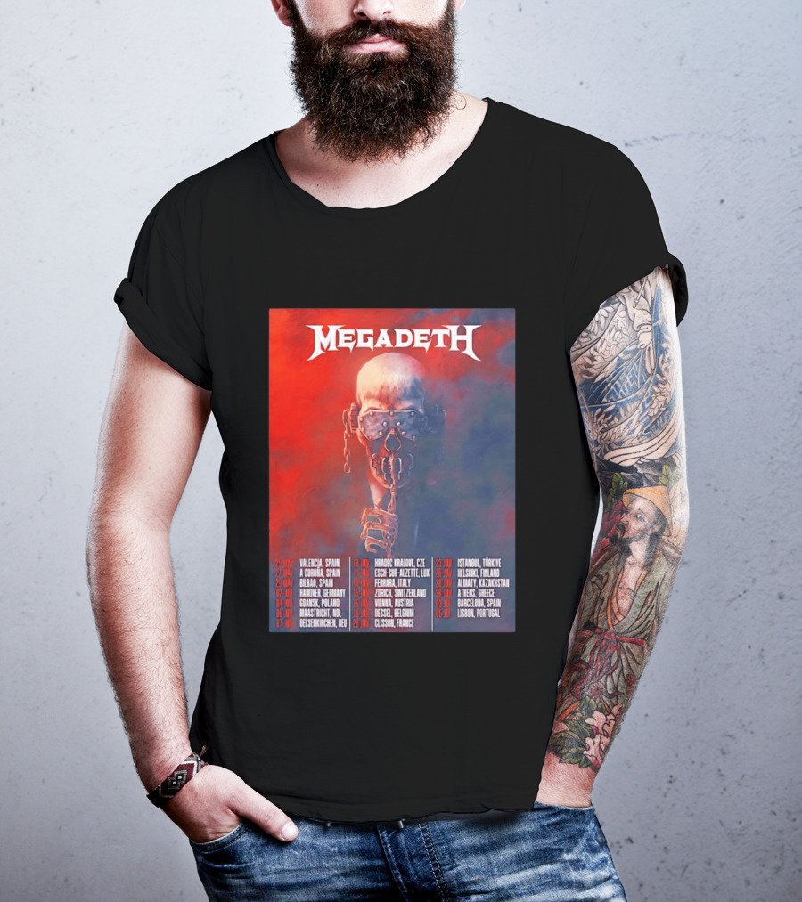 Megadeth 2026 Farewell Tour Europe Dates And Venues T-Shirt