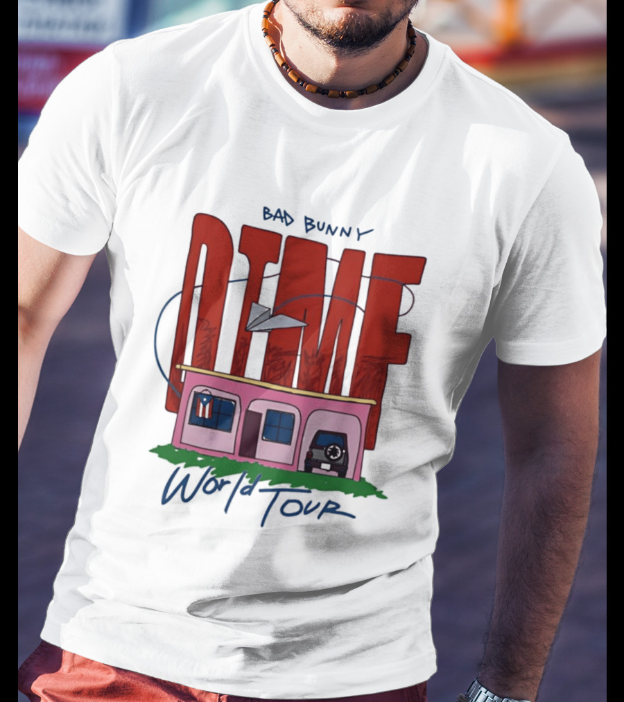 Bad Bunny Dtmf World Tour 2026 Paper Airplane Pink House Jeep T-Shirt