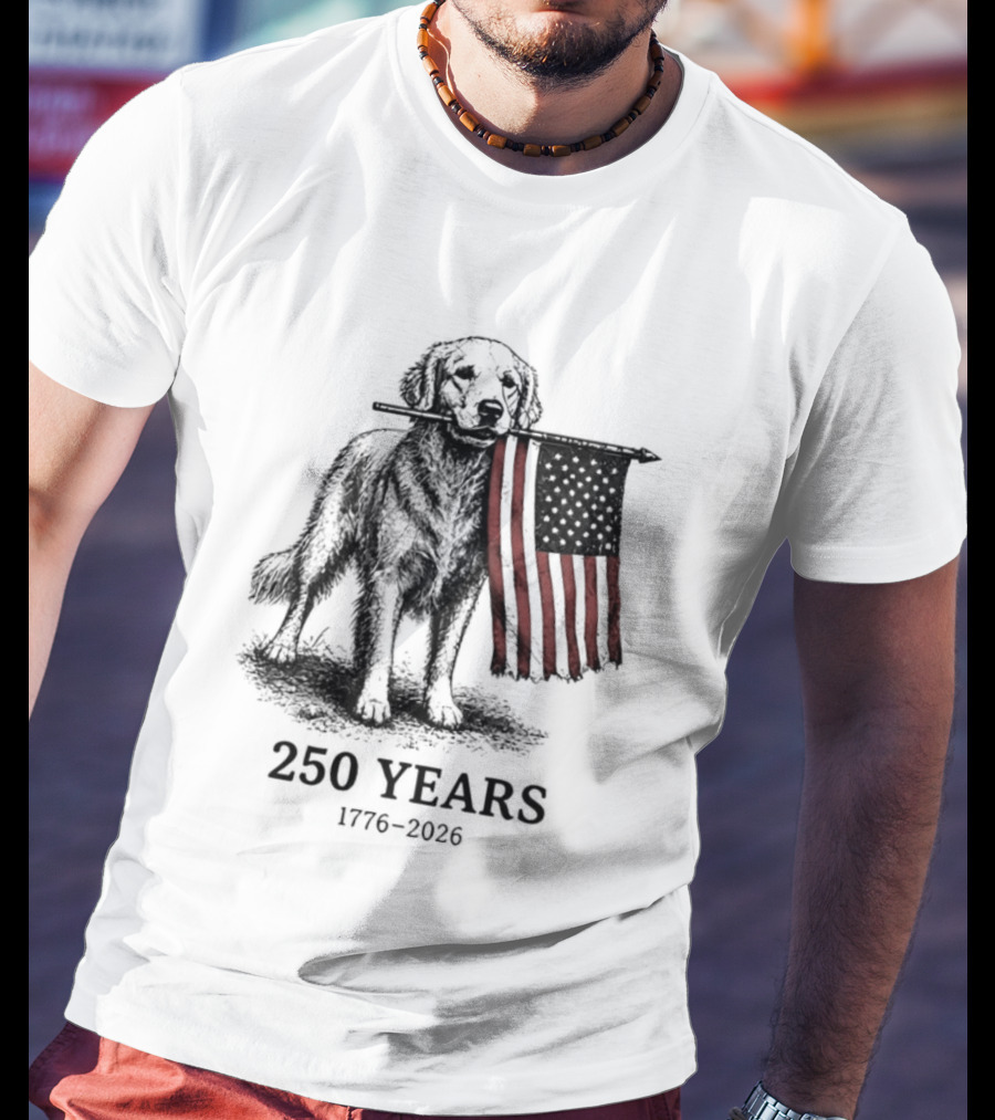 Golden Retriever American Flag 250 Years 1776 2026 T-Shirt