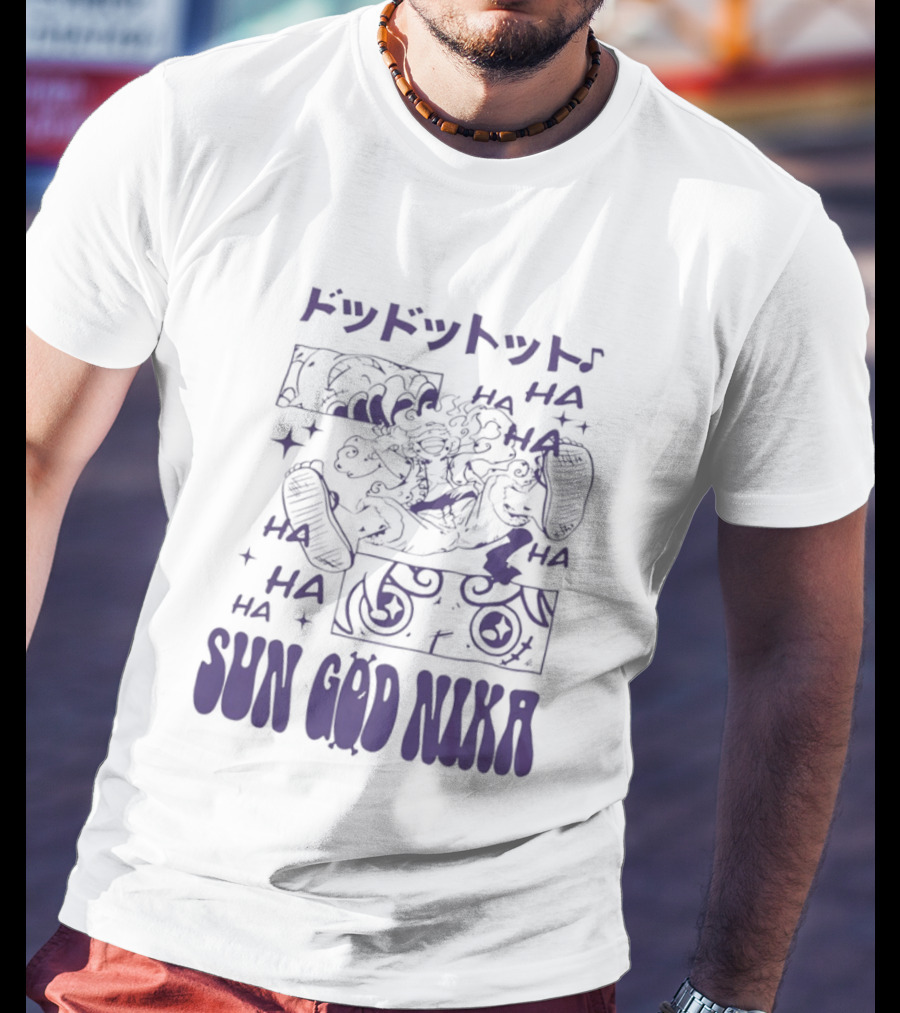 Monkey D Luffy Sun God Nika Laugh One Piece Joyful Image T-Shirt