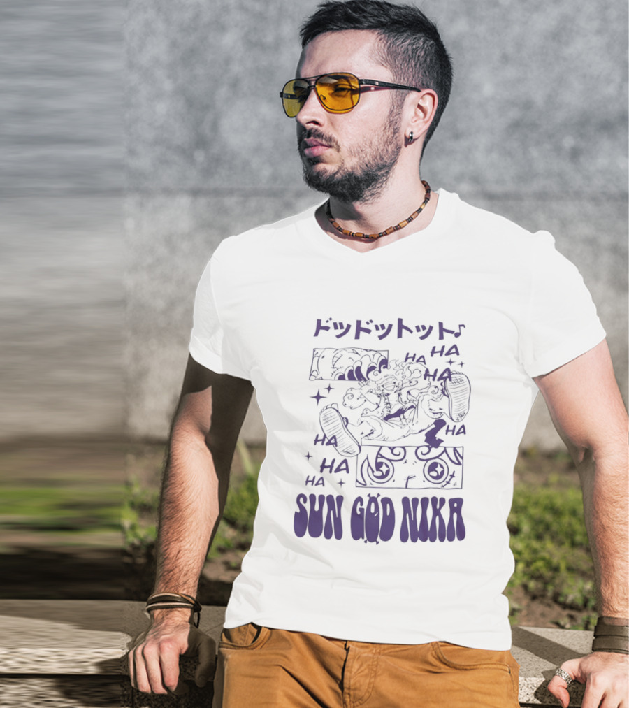 Monkey D Luffy Sun God Nika Laugh One Piece Joyful Image T-Shirt