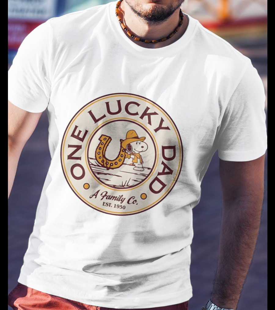 Snoopy One Lucky Dad A Family Co Est 1950 T-Shirt