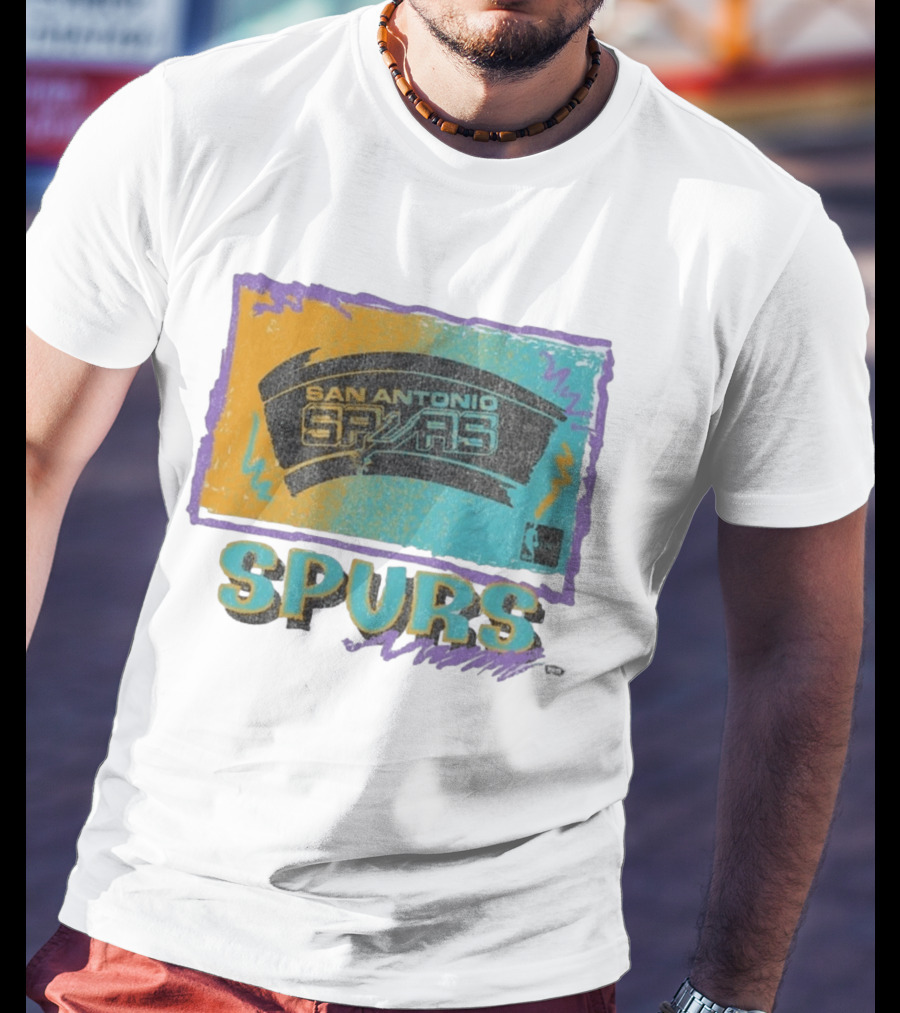 San Antonio Spurs White Surf Foundation Retro Colorful NBA T-Shirt