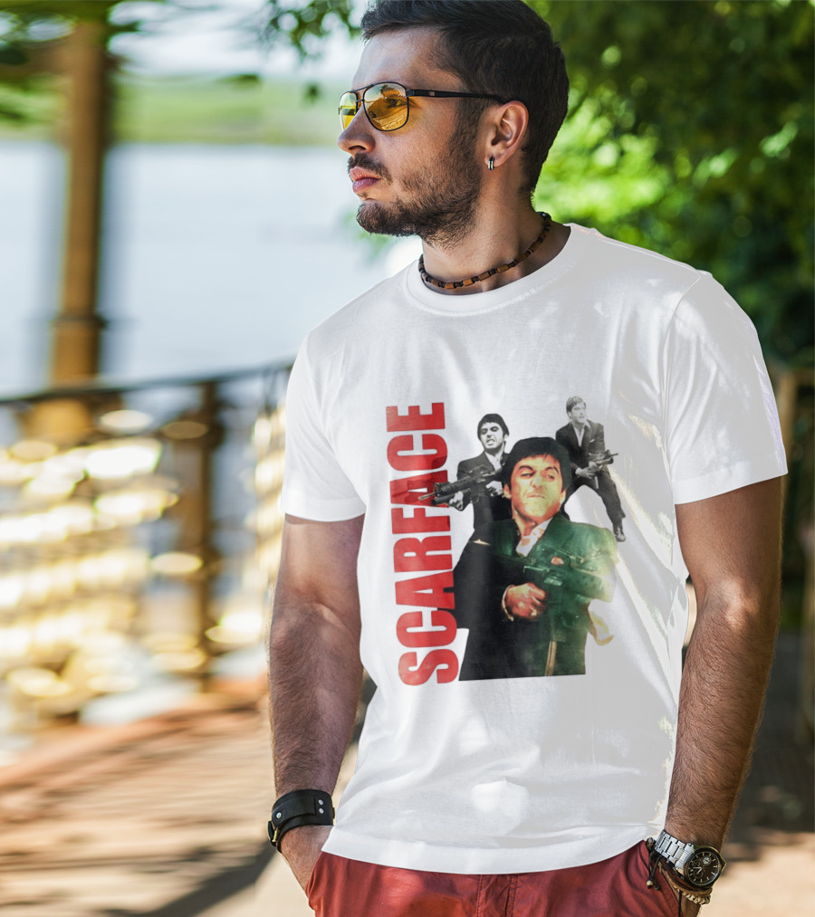 Scarface Tony Montana Al Pacino 1983 Miami Iconic Movie Moment T-Shirt