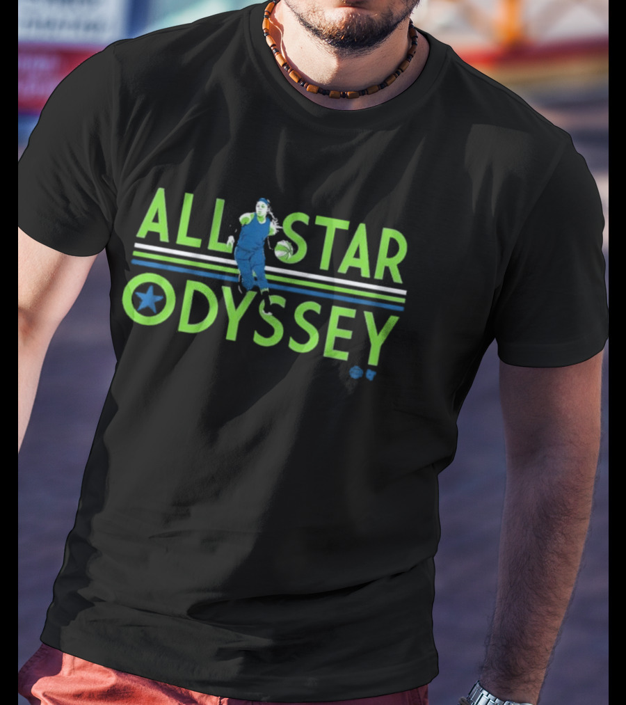All Star Odyssey Basketball Player With Blue And Green Star T-Shirt