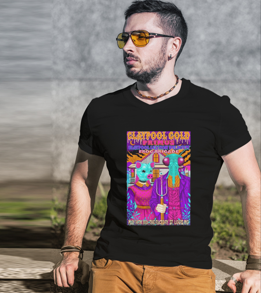 Claypool Gold Primus Lennon Delirium Frog Brigade Concert May 30th 2026 St Louis Mo T-Shirt