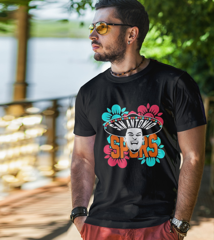San Antonio Spurs Dejounte Murray Floral Sombrero T-Shirt