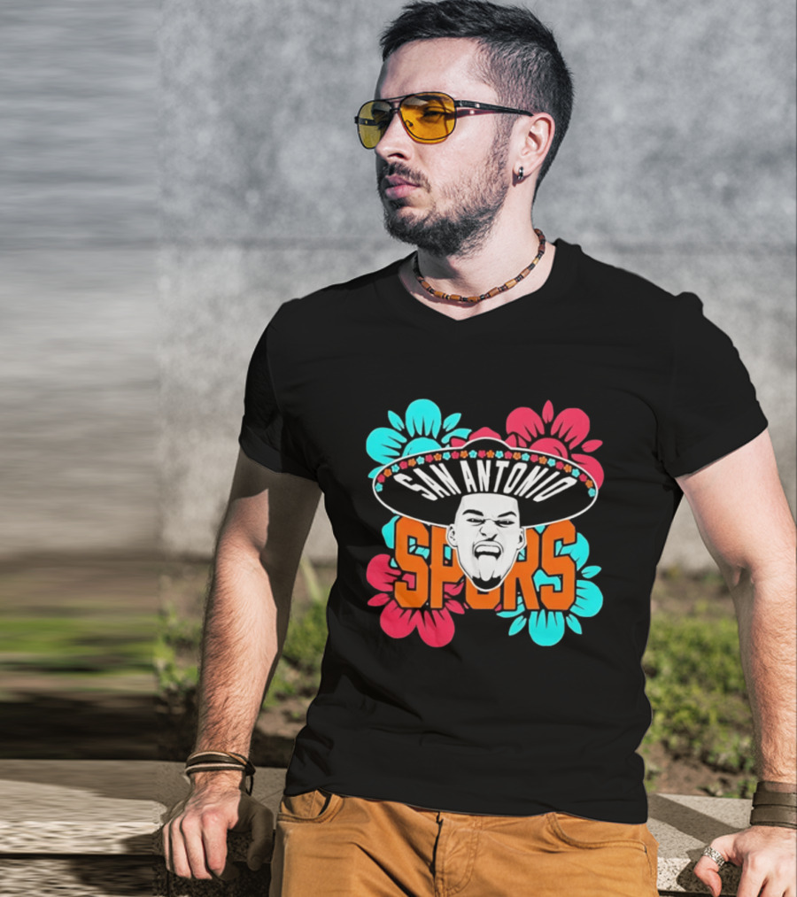 San Antonio Spurs Dejounte Murray Floral Sombrero T-Shirt
