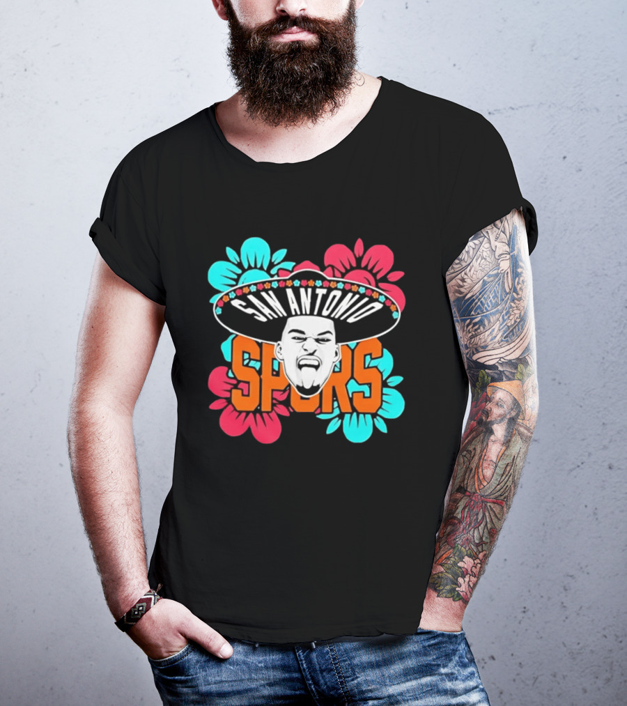 San Antonio Spurs Dejounte Murray Floral Sombrero T-Shirt