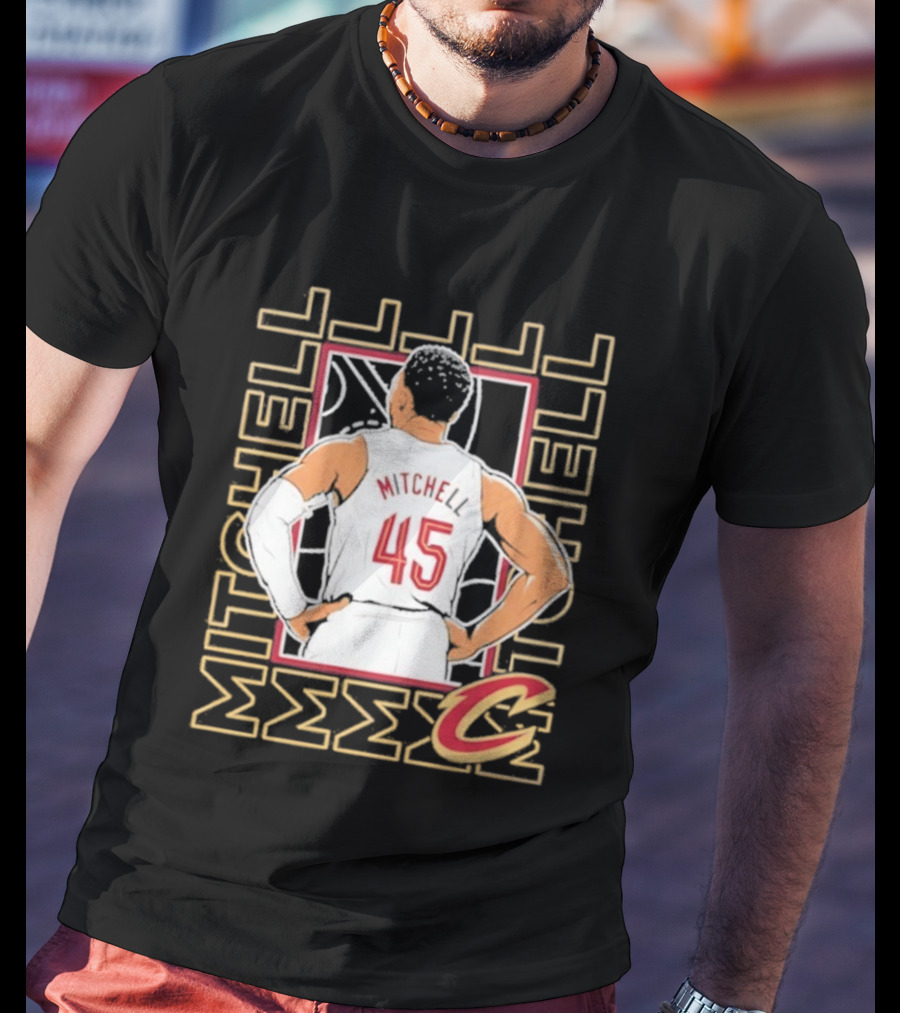 Cleveland Cavaliers Mitchell 45 Basketball Star Pose T-Shirt