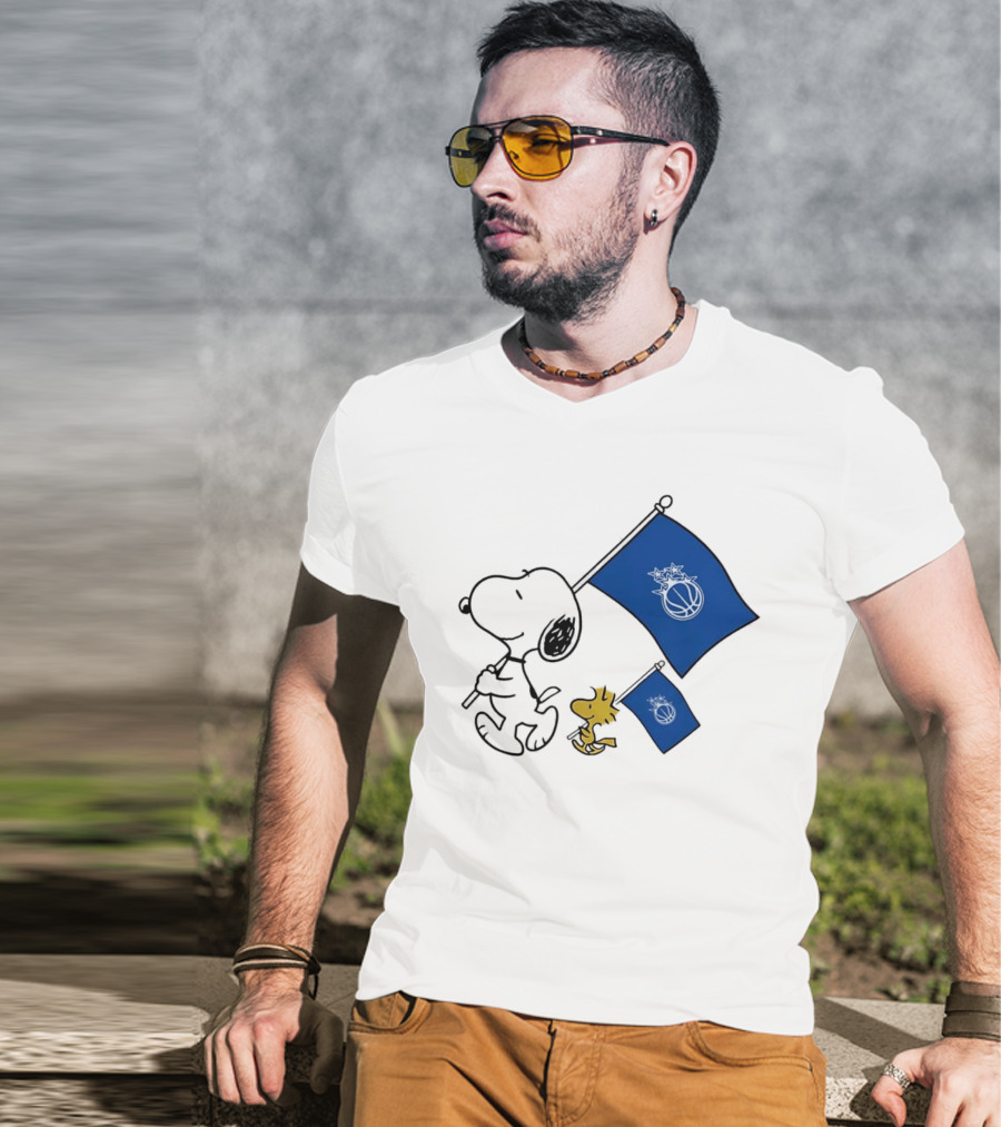 Snoopy And Woodstock Orlando Magic Team Flags Support T-Shirt