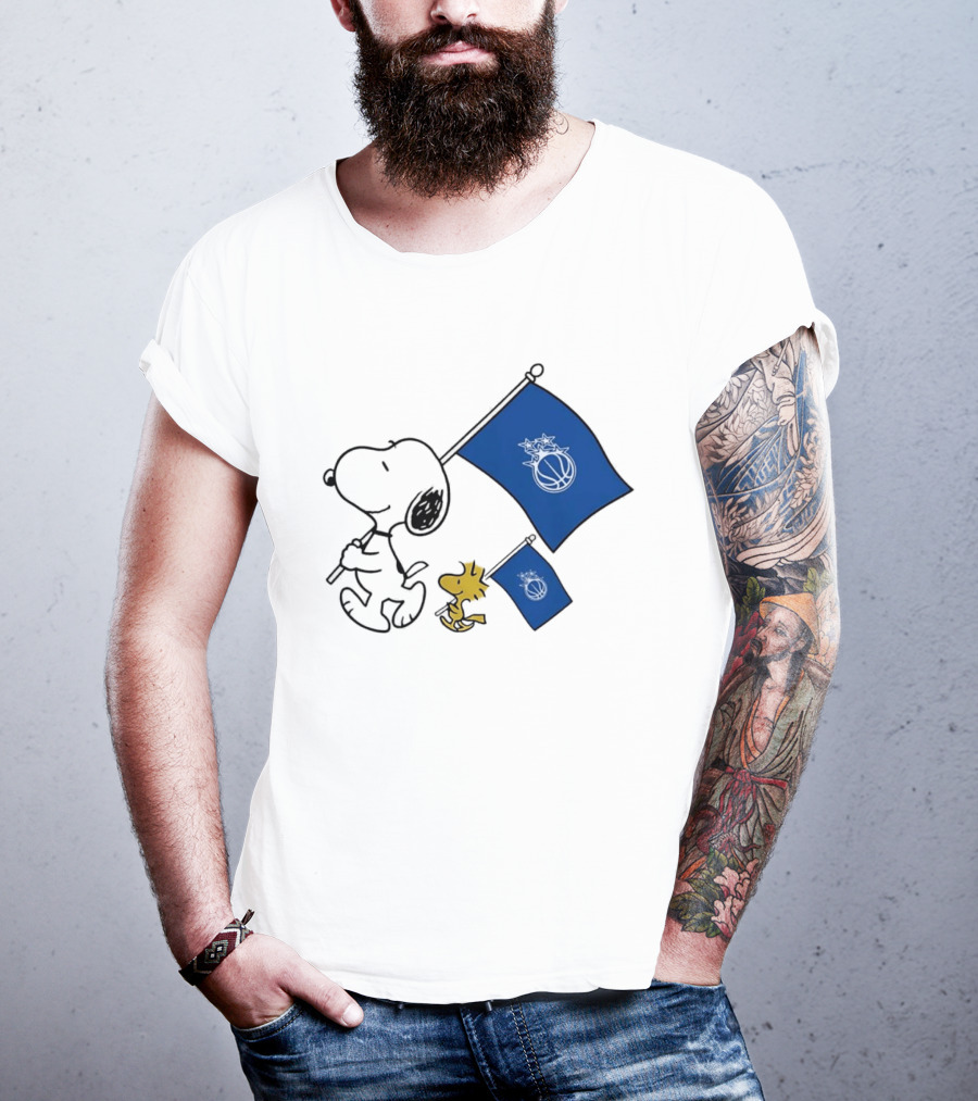 Snoopy And Woodstock Orlando Magic Team Flags Support T-Shirt