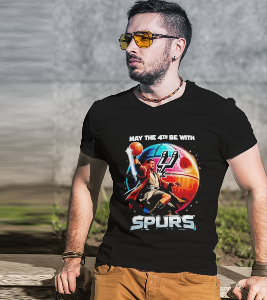 May The 4th Be With Spurs Star Wars Basketball Jedi 2026 T-Shirt