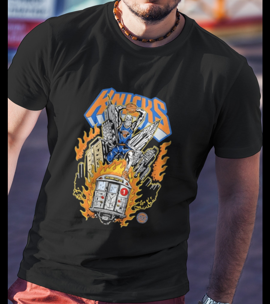 New York Knicks NBA Empire State Building Chrysler Building New York City Subway Basketball T-Shirt