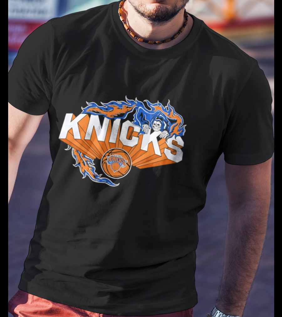 Knicks Basketball Team Flame Graphic New York Knicks NBA T-Shirt