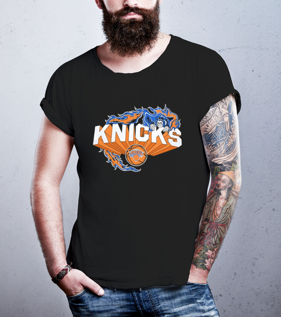 Knicks Basketball Team Flame Graphic New York Knicks NBA T-Shirt