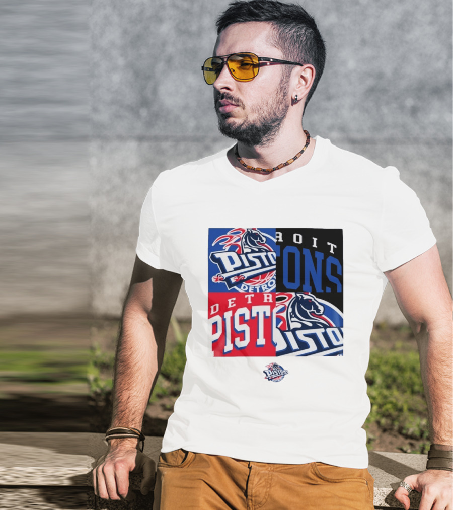 Detroit Pistons New Era Block PISTONS DETROIT Basketball T-Shirt