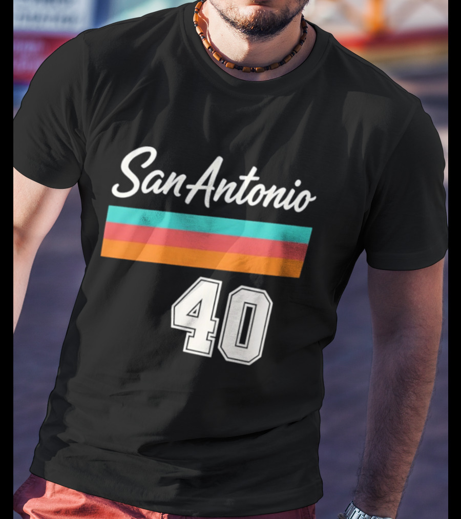 San Antonio Spurs NBA San Antonio 40 Retro Stripes T-Shirt