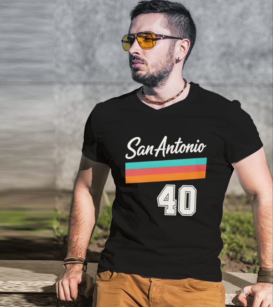 San Antonio Spurs NBA San Antonio 40 Retro Stripes T-Shirt