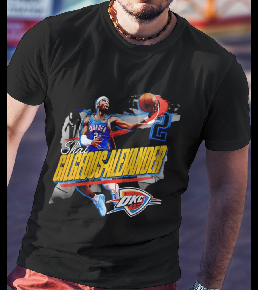 Shai Gilgeous Alexander Oklahoma City Thunder NBA OKC Blue Jersey Number 2 T-Shirt
