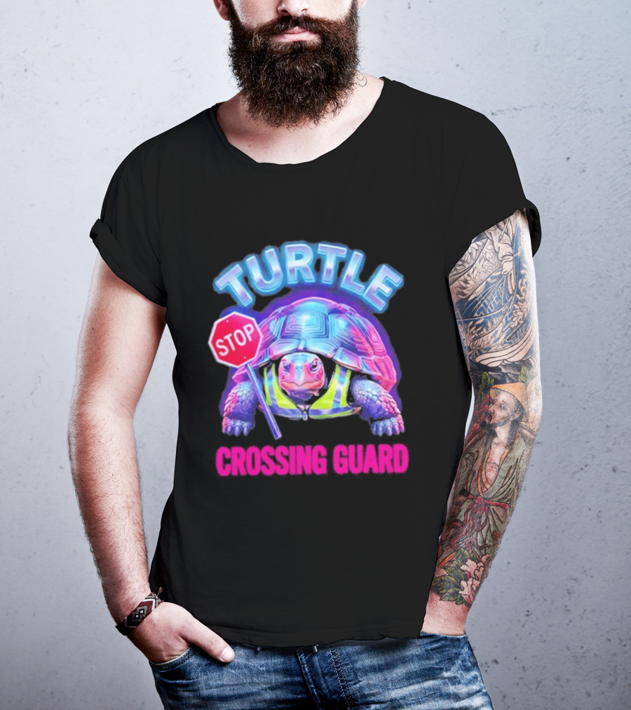 Turtle Stop Crossing Guard Neon Vibe T-Shirt