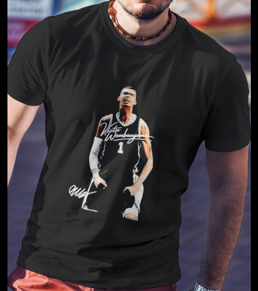 Victor Wembanyama San Antonio Spurs 2023 NBA Draft Number 1 Jersey Signature T-Shirt