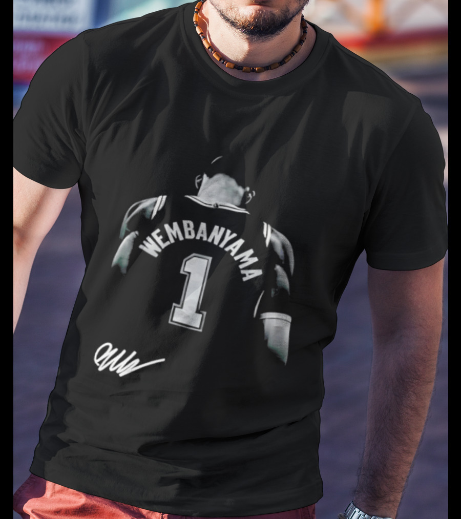 Victor Wembanyama San Antonio Spurs NBA Jersey Number 1 Signature T-Shirt