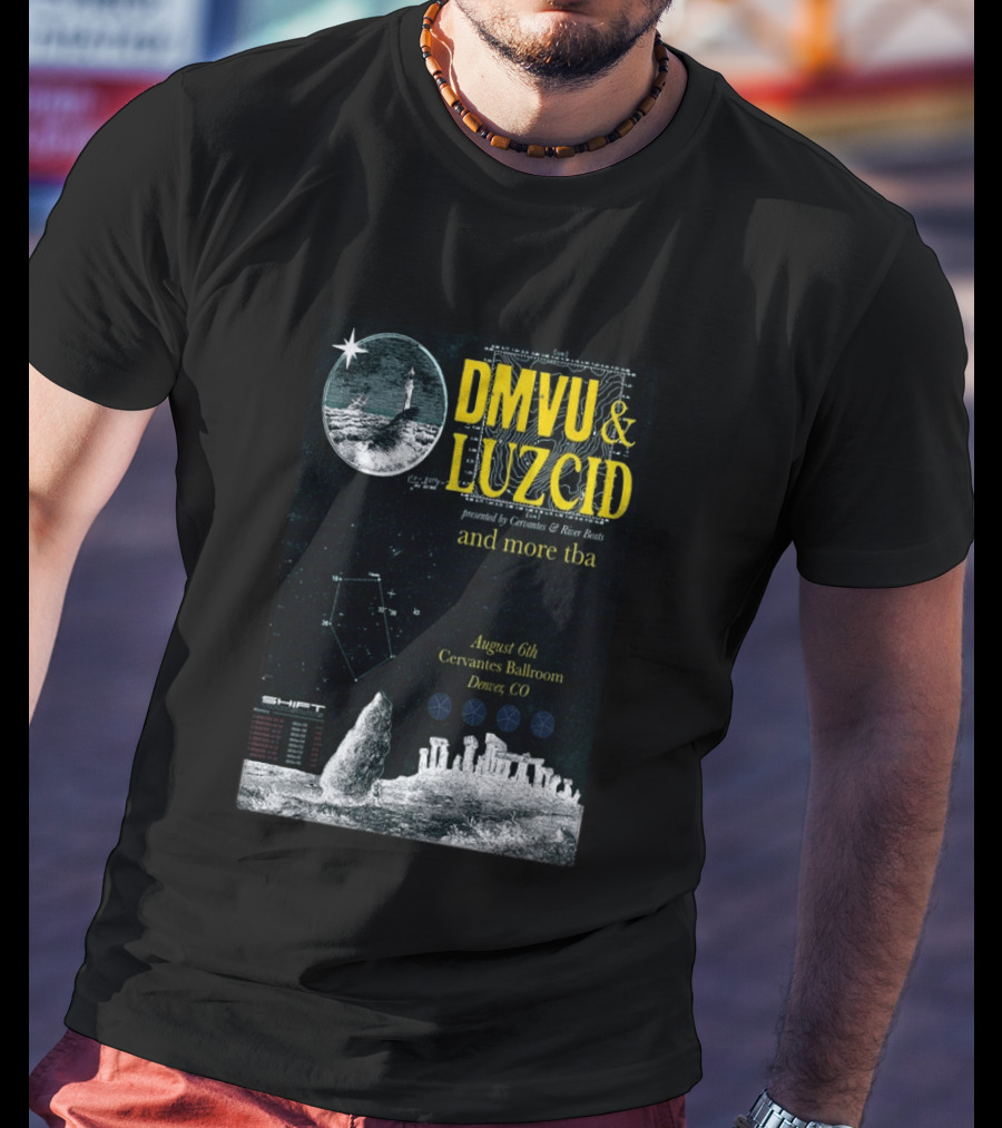 DMVU LUZCID August 6th Cervantes Ballroom Denver CO Lunar Lighthouse Constellation T-Shirt