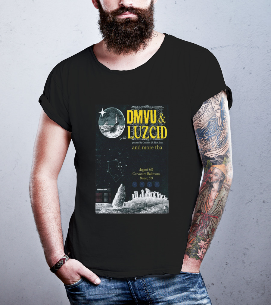 DMVU LUZCID August 6th Cervantes Ballroom Denver CO Lunar Lighthouse Constellation T-Shirt